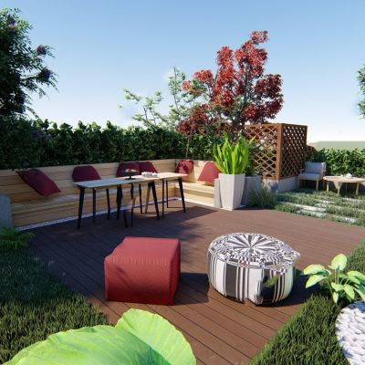 现代风格简约花园SU模型