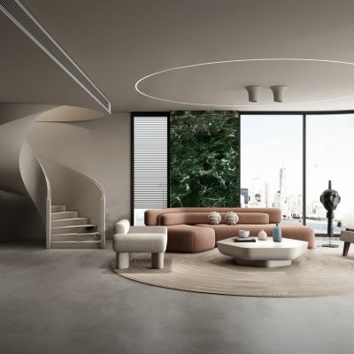 大平层家装客厅SU模型