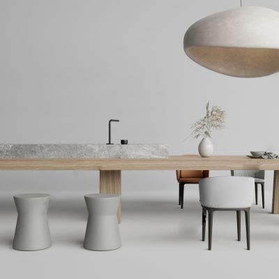 木质餐桌椅SU模型