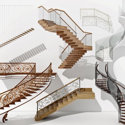 简欧铁艺旋转楼梯护栏