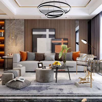 现代客厅沙发茶几组合