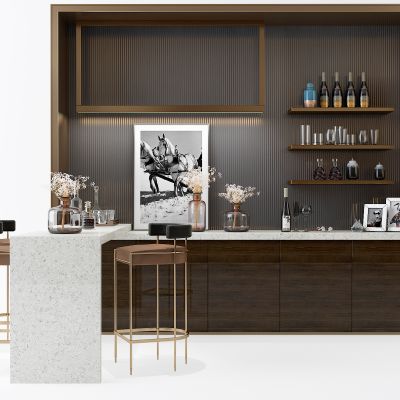 现代酒柜 吧台 吧椅