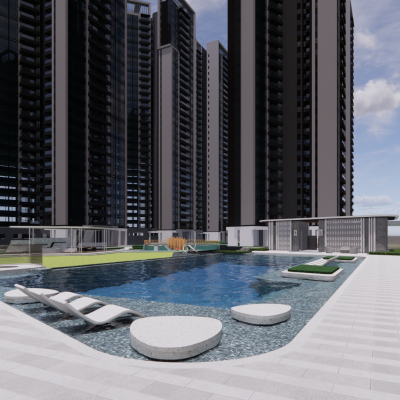 现代景观住宅小区深化模型