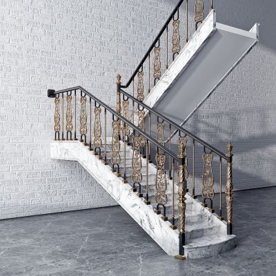 简欧法式金属雕花楼梯护栏