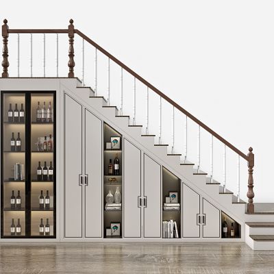 新中式储物柜楼梯