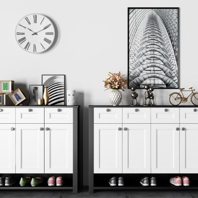 现代多功能实木鞋柜组合