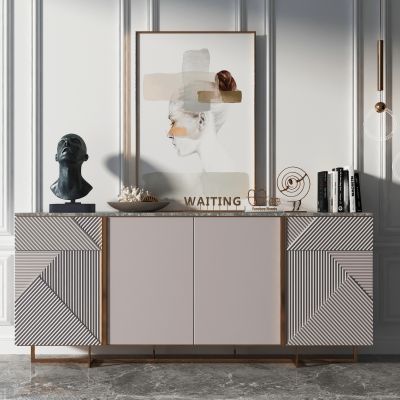 现代边柜饰品摆件  挂画  金属人物雕塑摆件