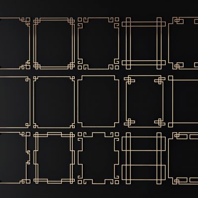 新中式花格线条脚线，圈边，边线花边