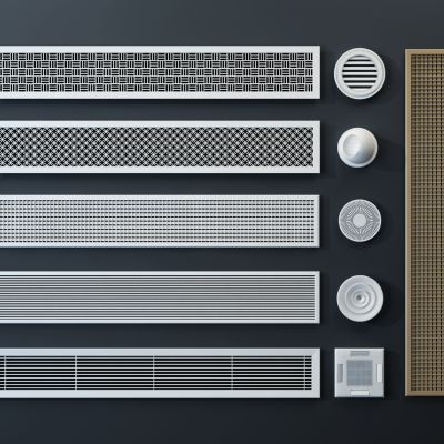 现代方形，条形，圆形空调排风口组合