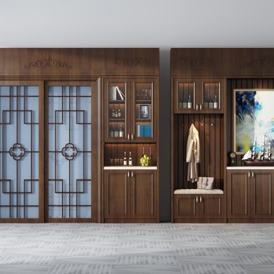 新中式鞋柜酒柜装饰边柜