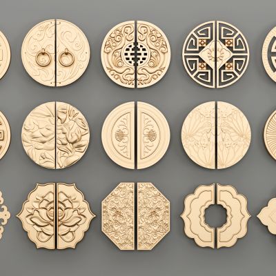 中式荷花，万字纹寿字纹金属拉手五金件，