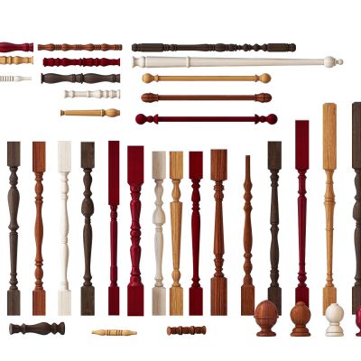 简欧实木楼梯扶手 窗帘杆 实木立柱合集