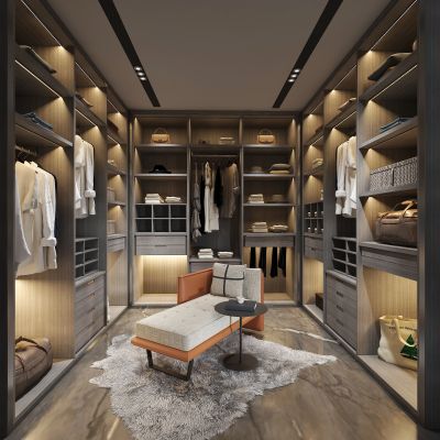 现代衣帽间 休闲 衣服 装饰品