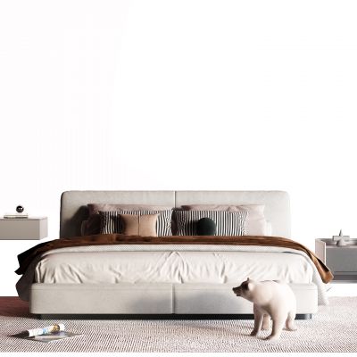 现代双人床 床头柜