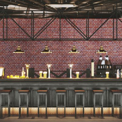 工业风酒吧台 酒瓶