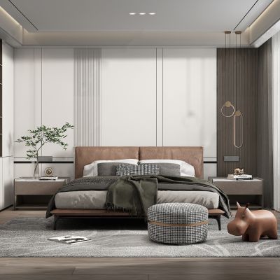 现代轻奢家居卧室SU模型