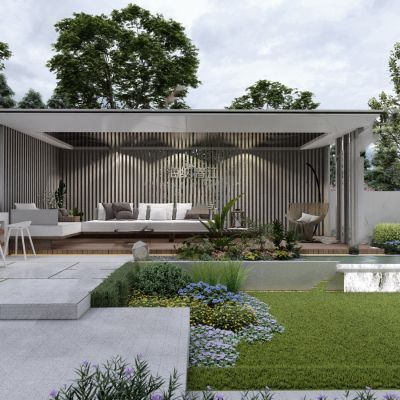 现代风格花园SU模型