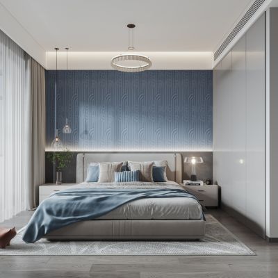 现代卧室，卧室，现代简约卧室，现代主卧