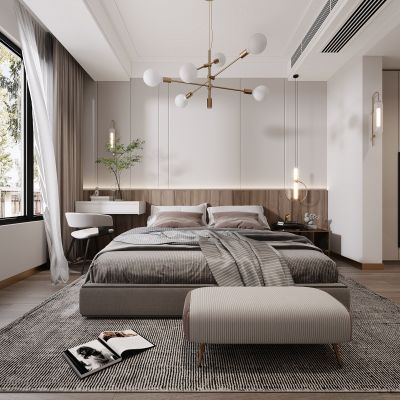 现代卧室，卧室