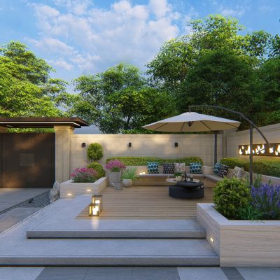 现代风格花园SU模型