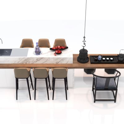 新中式吧台 单椅 茶具水槽 吧椅酒瓶石榴