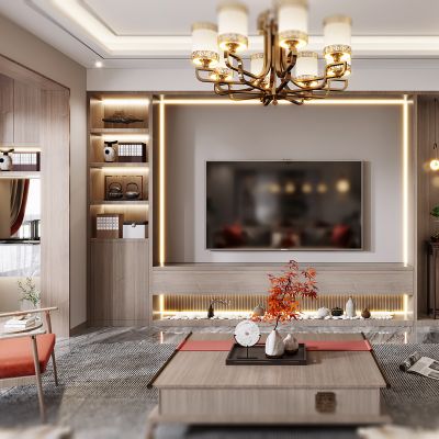 新中式客餐厅，客餐厅，禅意客餐厅，