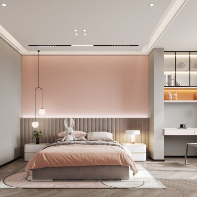 现代女孩房，现代主卧，现代卧室，女孩房