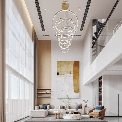 现代别墅客餐厅，现代别墅，现代客餐厅