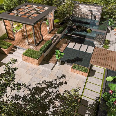 新中式后花园SU模型