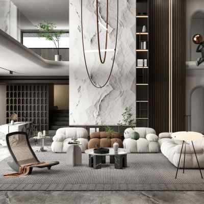 现代轻奢别墅客厅