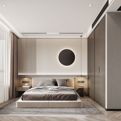 现代卧室，卧室，现代简约卧室，现代主卧