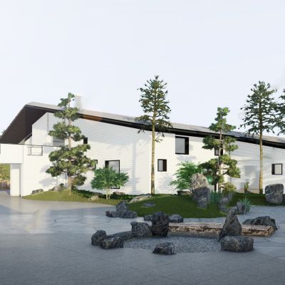 现代别墅庭院花园SU模型