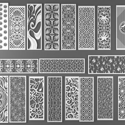 现代雕刻板隔断屏风组合