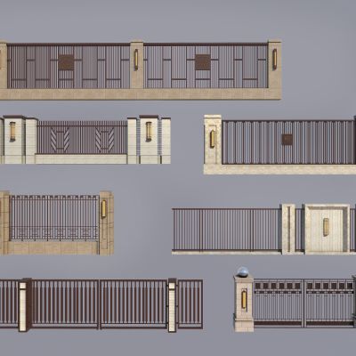 新古典栏杆 欧式栏杆 欧式围墙 围墙 欧式大门 大门 新中式围墙