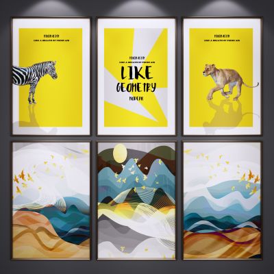 现代北欧装饰挂画 艺术画 三联画 抽象画