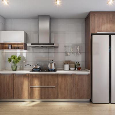 现代厨房 橱柜 壁柜 油烟机 灶具 消毒柜 蒸箱烤箱 水槽