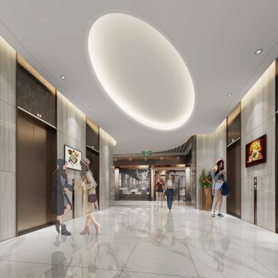 商业电梯厅商场效果图