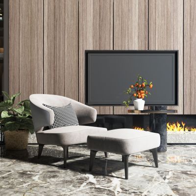 现代休闲椅脚凳组合