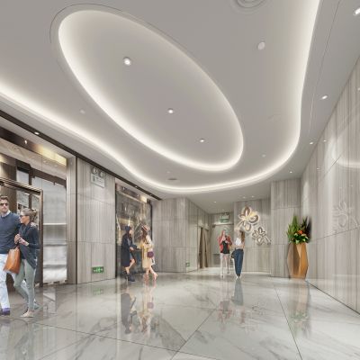 商业广场卫生间过道效果图