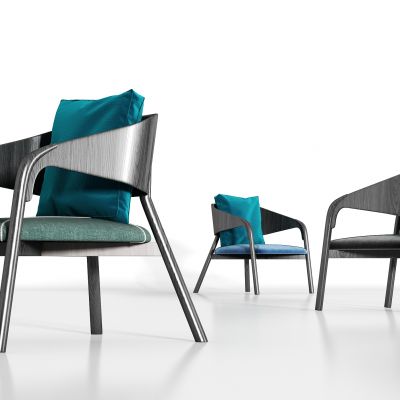 新中式实木轻奢绒布单椅组合