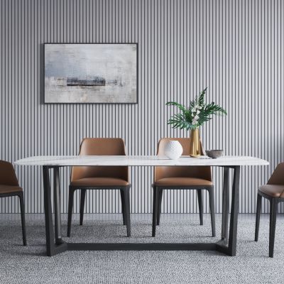 现代餐厅 现代餐桌椅 花瓶 摆件 台灯 边柜