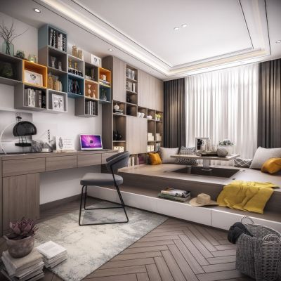 现代轻奢榻榻米卧室