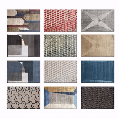 现代几何图形撞色装饰地毯