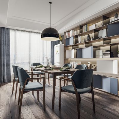 北欧餐厅 餐桌椅 酒柜 装饰柜