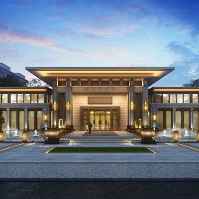 新中式会所售楼部 建筑外观