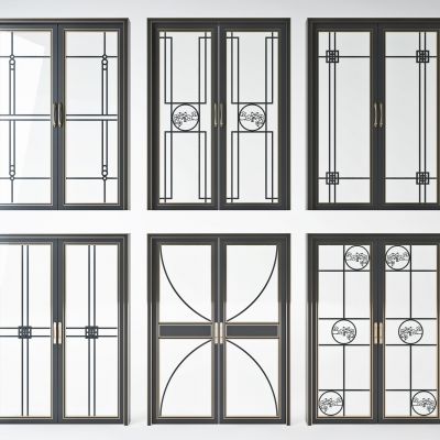 新中式玻璃厨卫门双开门，推拉门