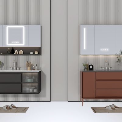 现代 悬空 落地浴室柜