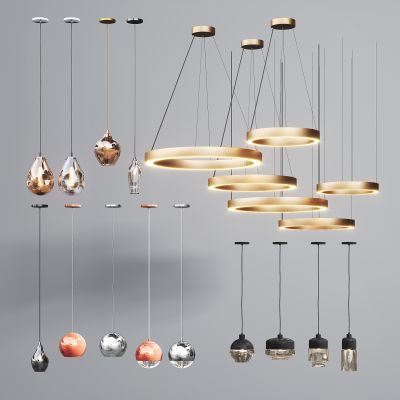 现代北欧金属玻璃吊灯组合