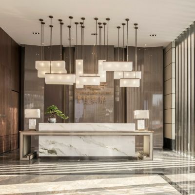 现代售楼部前台 水晶吊灯