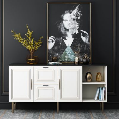 现代轻奢边柜 装饰柜 餐边柜 储物柜 橱柜 玄关柜 轻奢柜 摆件 饰品